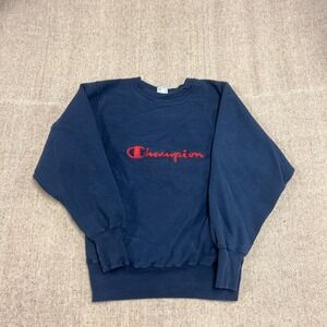 Vintage‎ Champion Reverse Weave Sweatshirt Mens Medium Blue 1990s Embroidered
